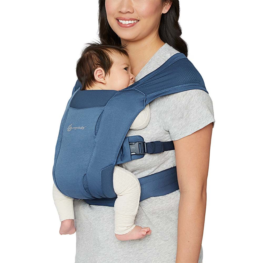 CUBY Porte-bébé de nouveau-né, fermeture éclair respirante, ergonomique,  facile à enrouler - Porte-bébé 3D en maille aérée réglable - Support de  tête